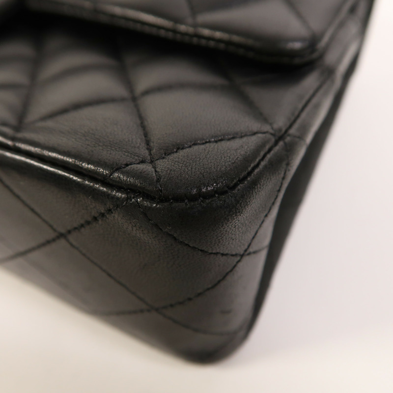 CHANEL 羊皮皮革Classic 25銀扣鏈帶肩背袋-10