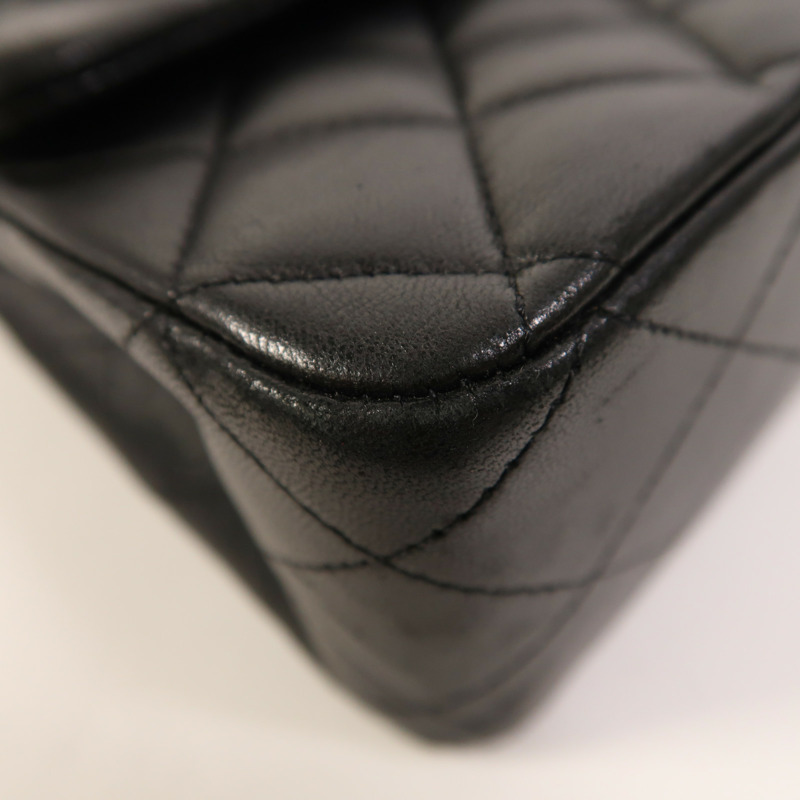 CHANEL 羊皮皮革Classic 25銀扣鏈帶肩背袋-11