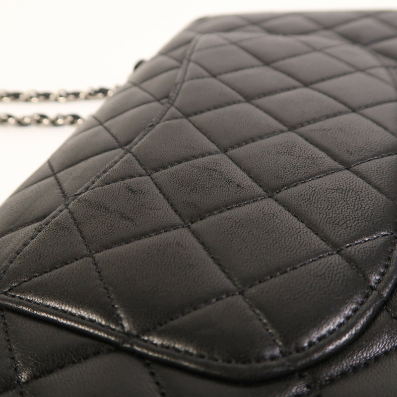 CHANEL 羊皮皮革Classic 25銀扣鏈帶肩背袋-14