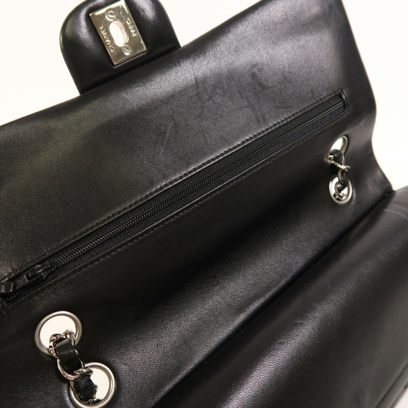 CHANEL 羊皮皮革Classic 25銀扣鏈帶肩背袋-15