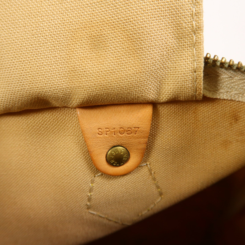 LOUIS VUITTON Damier Azur Speedy 30金扣手挽袋白色-6