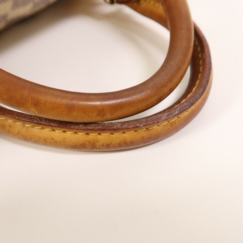 LOUIS VUITTON Damier Azur Speedy 30金扣手挽袋白色-14