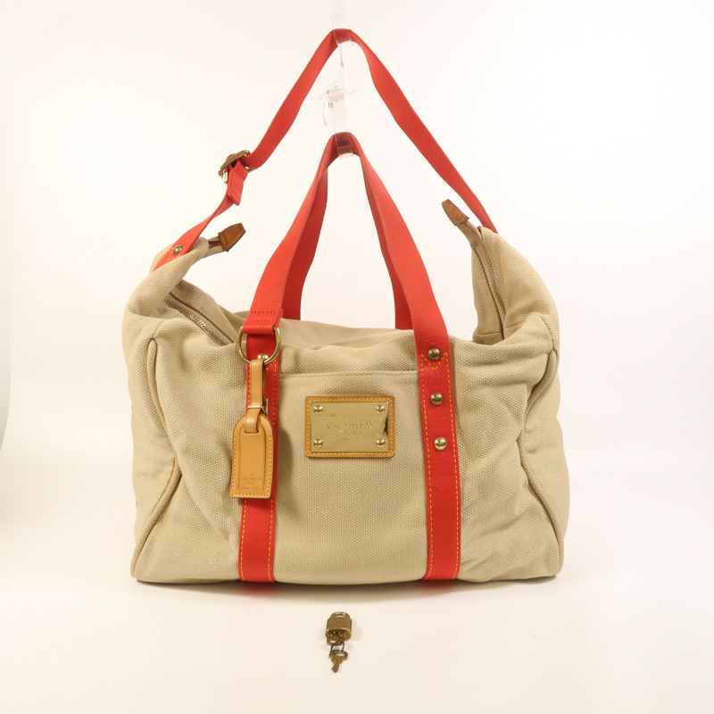 LOUIS VUITTON 帆布Antigua Sac Weekend金扣手挽肩背兩用袋-9
