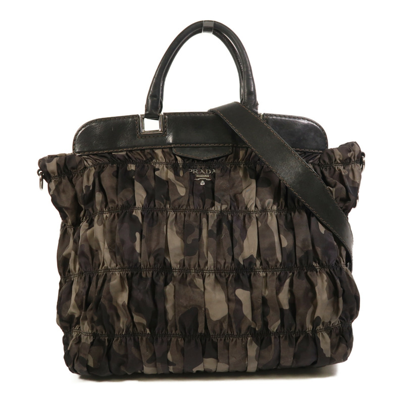 PRADA 尼龍2 Way Shoulder銀扣手挽肩背兩用袋-0