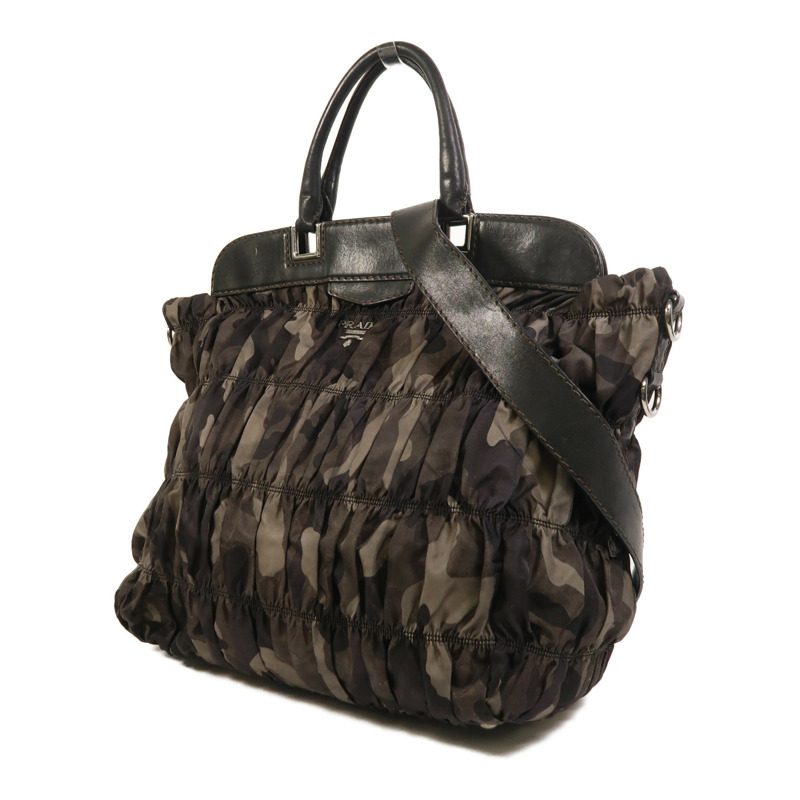 PRADA 尼龍2 Way Shoulder銀扣手挽肩背兩用袋-2