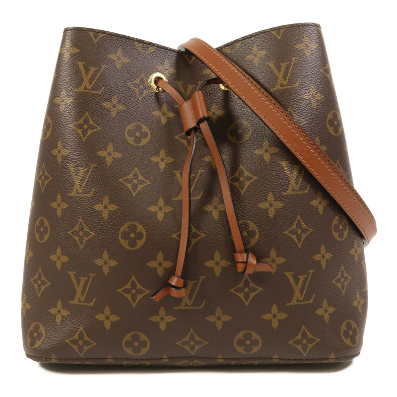 LOUIS VUITTON Monogram NeoNoe MM金扣肩背袋棕色-0