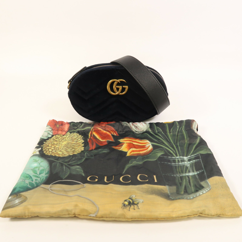 GUCCI 絨布GG Marmont Balt Bag金扣腰包-8