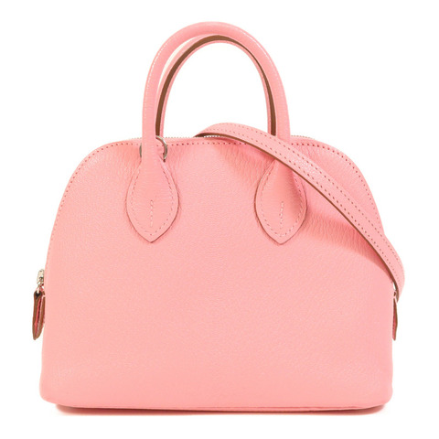 HERMES Chevre皮革Mini Bolide銀扣手挽肩背兩用袋