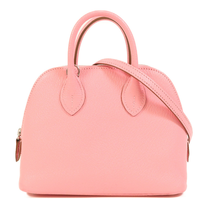 HERMES Chevre皮革Mini Bolide銀扣手挽肩背兩用袋-0