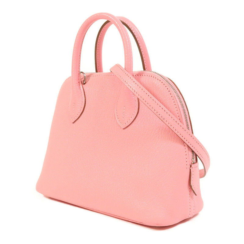 HERMES Chevre皮革Mini Bolide銀扣手挽肩背兩用袋-2