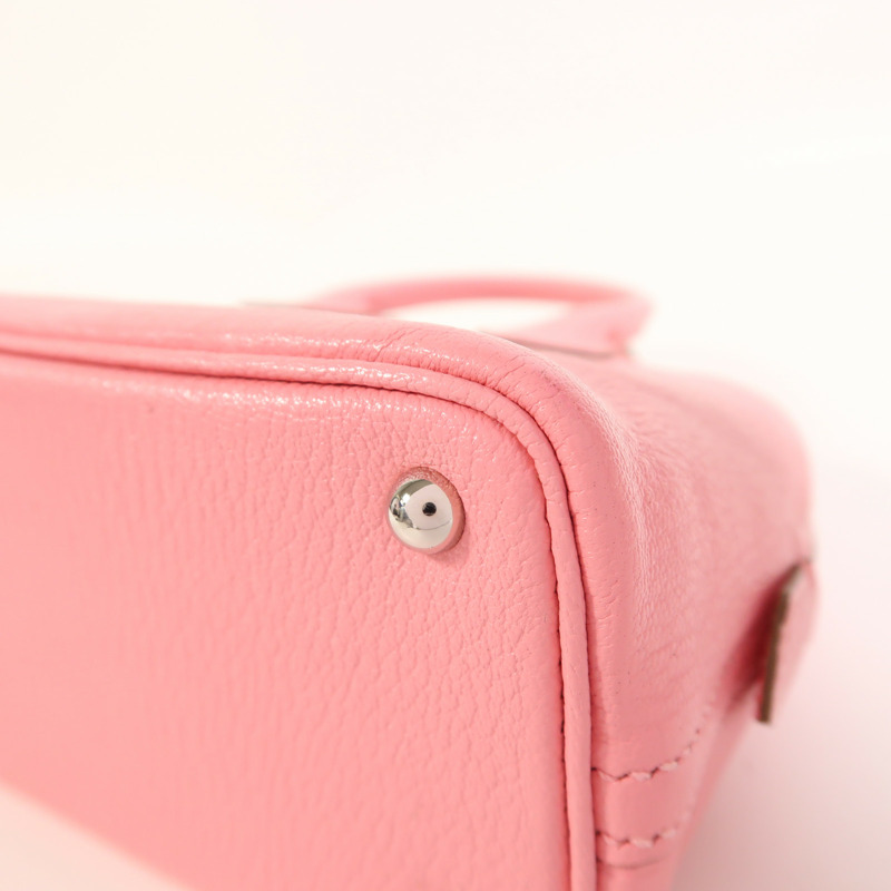 HERMES Chevre皮革Mini Bolide銀扣手挽肩背兩用袋-9