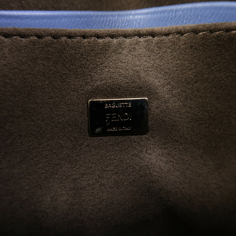 FENDI 牛皮皮革Micro Baguette銀扣手挽肩背兩用袋-5