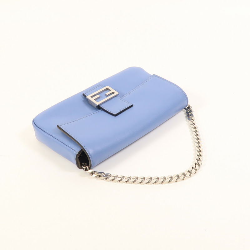 FENDI 牛皮皮革Micro Baguette銀扣手挽肩背兩用袋-7