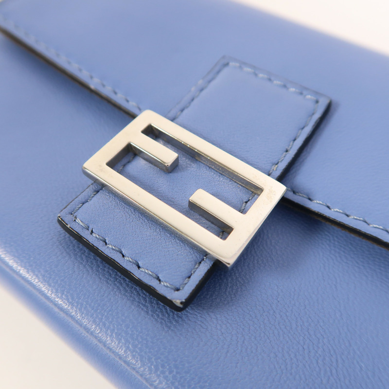 FENDI 牛皮皮革Micro Baguette銀扣手挽肩背兩用袋-10