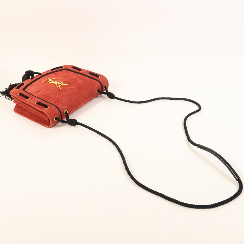 SAINT LAURENT 麂皮皮革Shoulder Bag金扣肩背袋-7