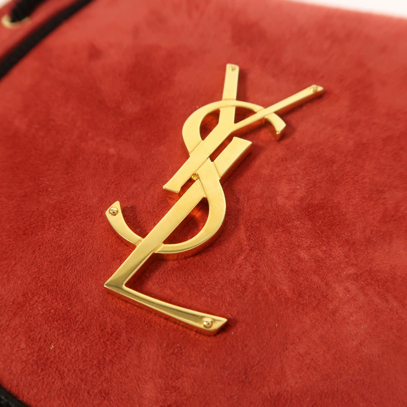 SAINT LAURENT 麂皮皮革Shoulder Bag金扣肩背袋-9