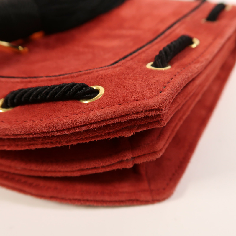 SAINT LAURENT 麂皮皮革Shoulder Bag金扣肩背袋-10