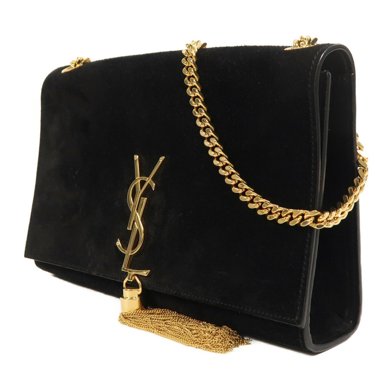 SAINT LAURENT 麂皮皮革Kate金扣鏈帶肩背袋-2