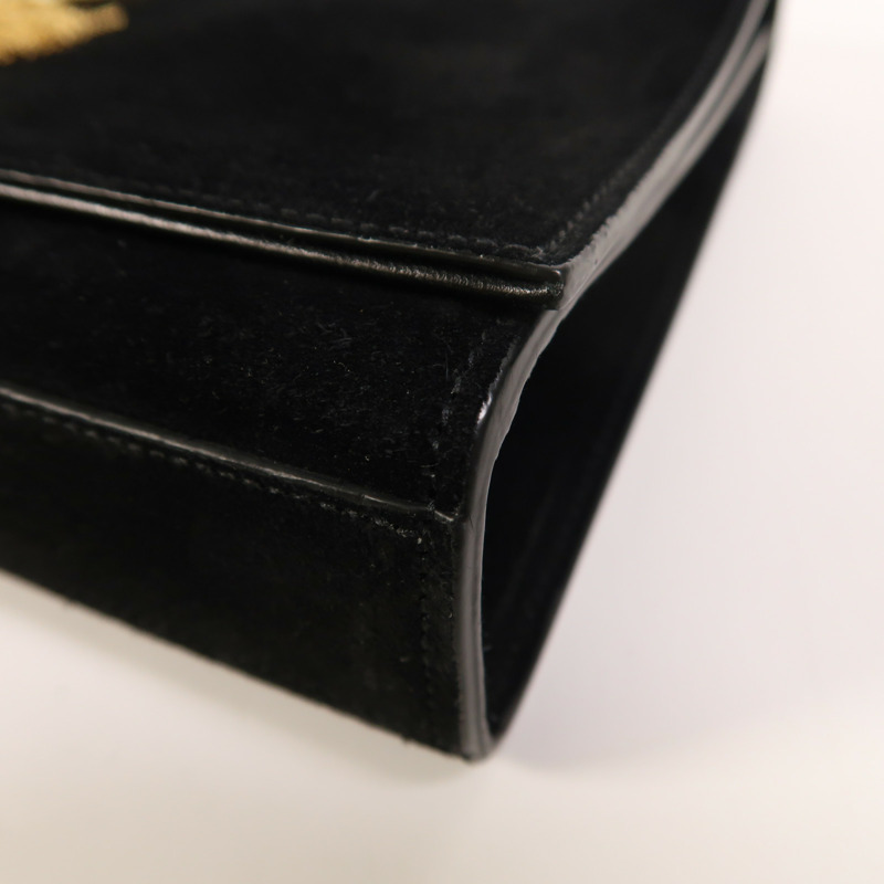 SAINT LAURENT 麂皮皮革Kate金扣鏈帶肩背袋-10