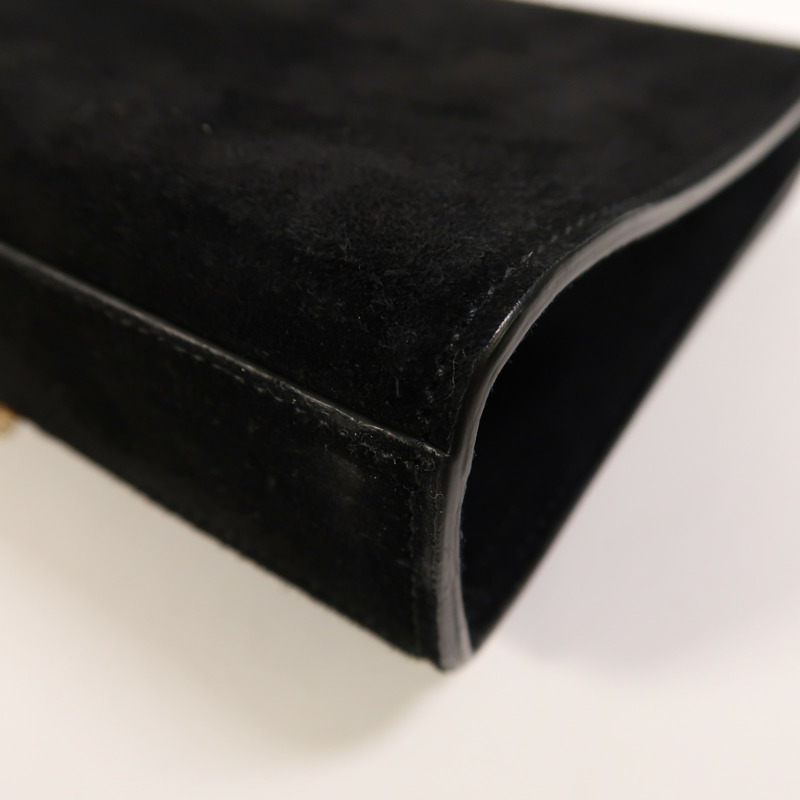 SAINT LAURENT 麂皮皮革Kate金扣鏈帶肩背袋-12