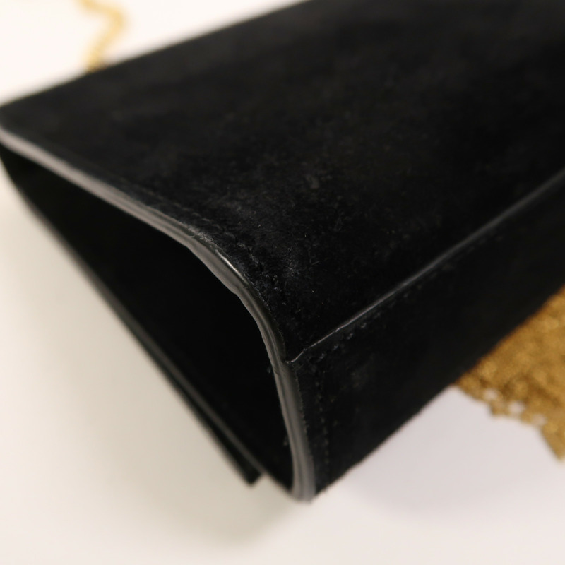 SAINT LAURENT 麂皮皮革Kate金扣鏈帶肩背袋-13