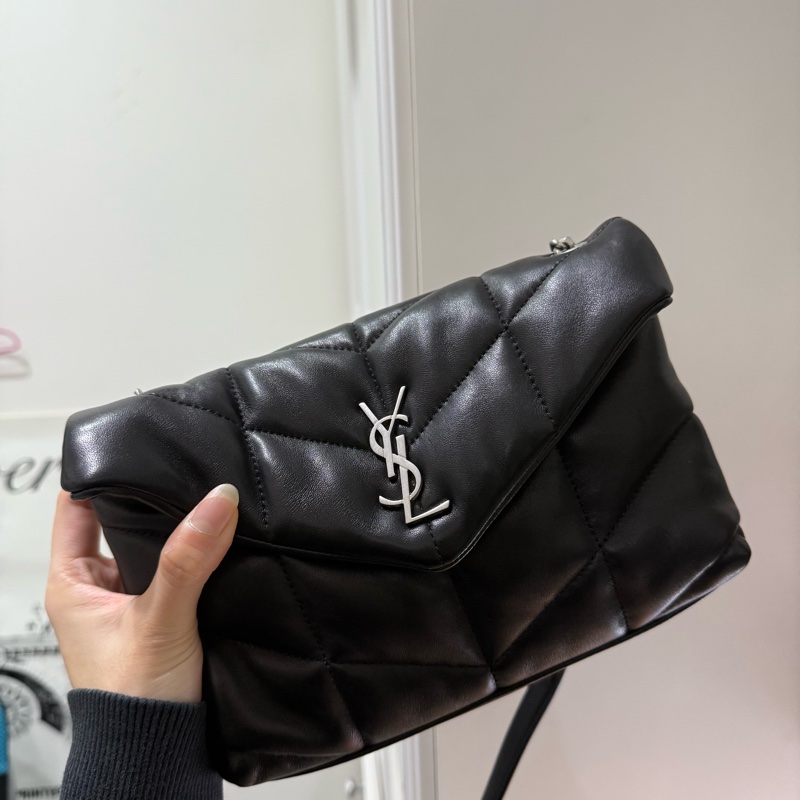 YSLmini puffer 黑銀-1