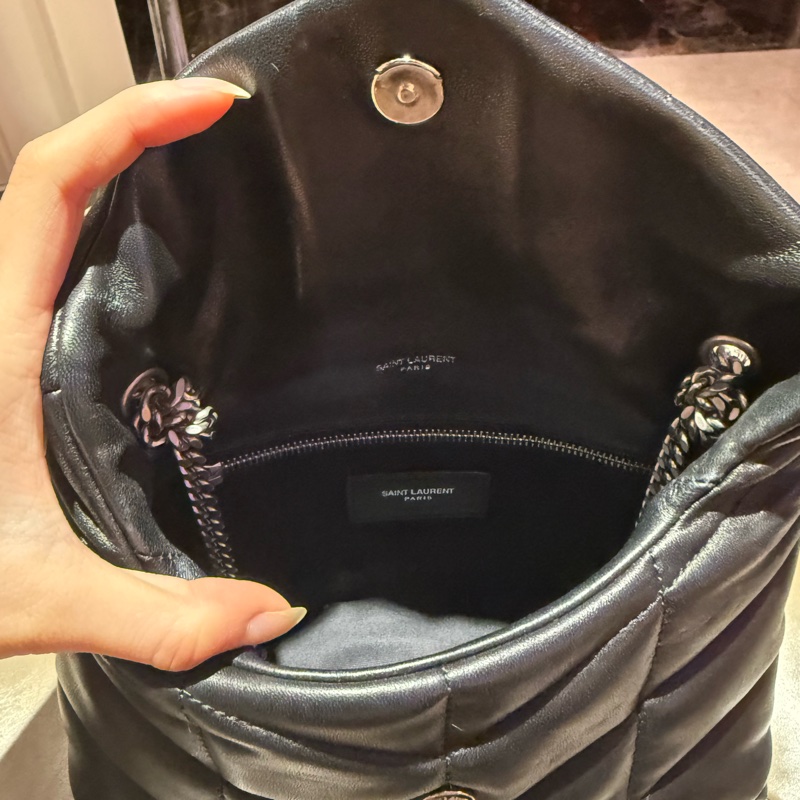 YSLmini puffer 黑銀-4