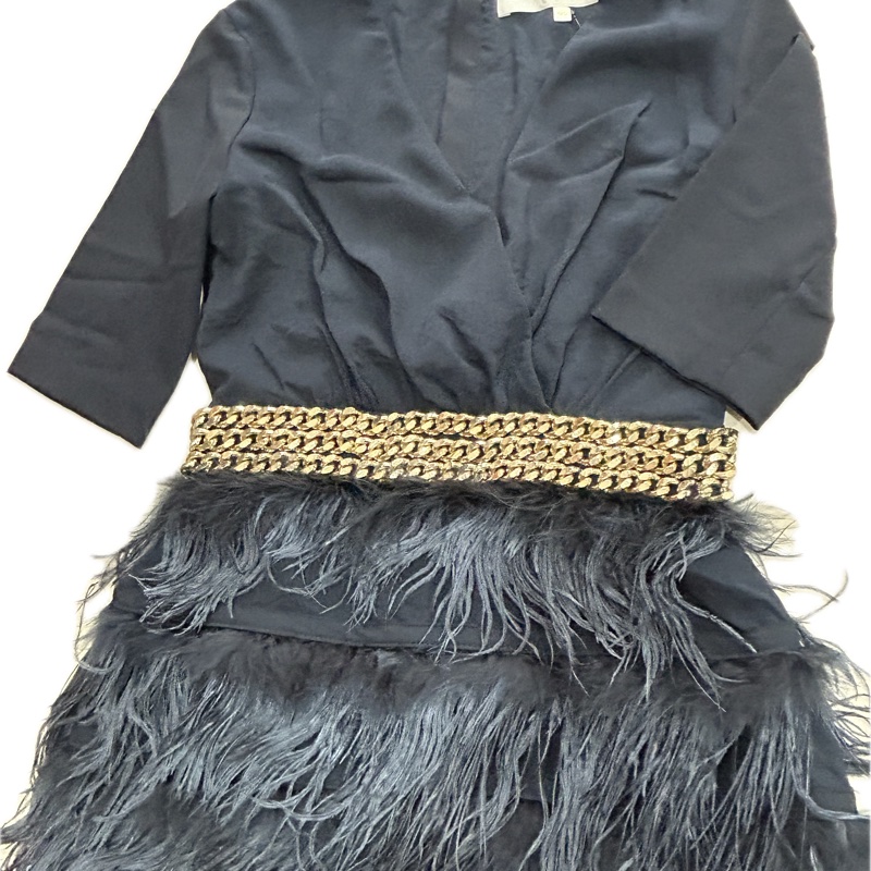 Elisabetta Franchi 深藍色洋裝 飄逸 尾牙喜宴適穿-6