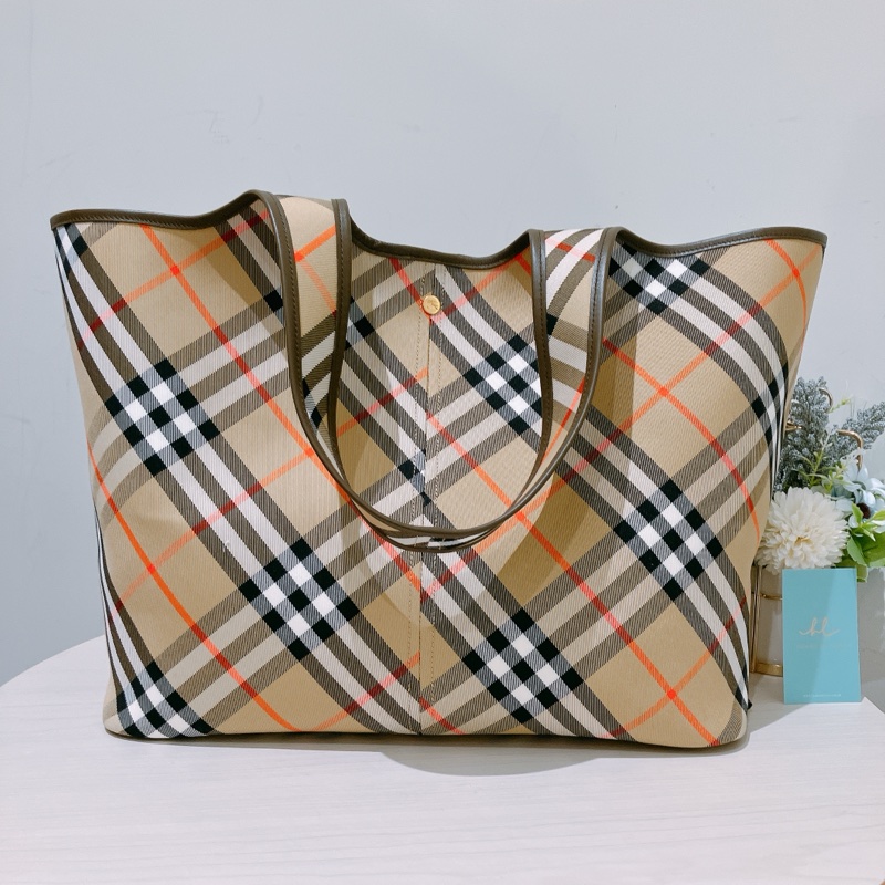 TK1907 BURBERRY 博柏利經典皇室御用格仔花紋中號單肩包包CLASSIC CHECK TOTE BAG MEDIUM CANVAS-1