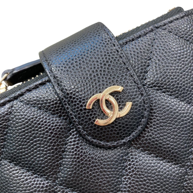 CHANEL 香奈兒 雙折短夾 荔枝紋牛皮-4