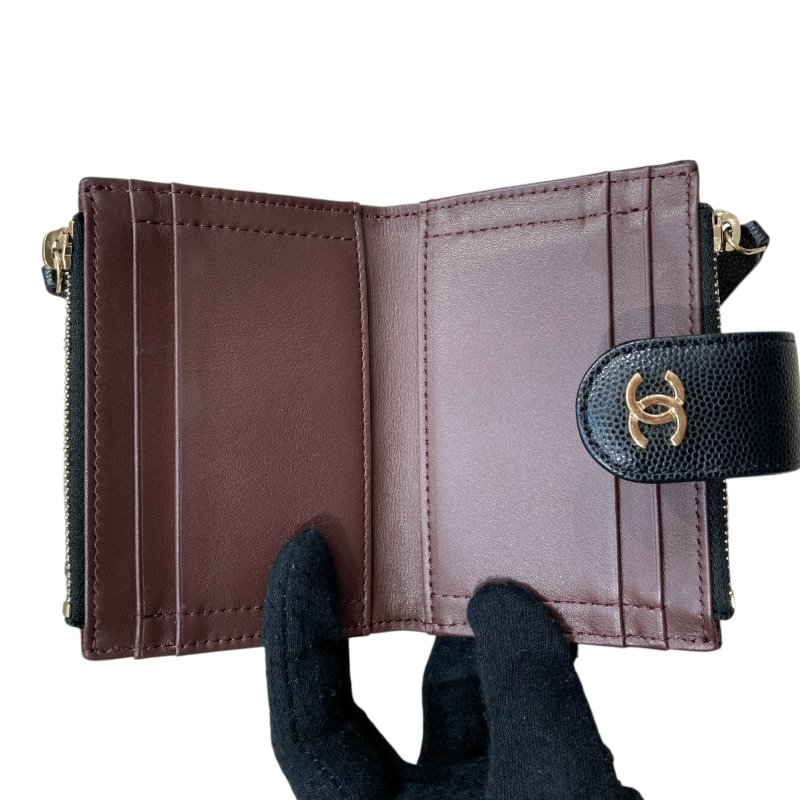 CHANEL 香奈兒 雙折短夾 荔枝紋牛皮-8