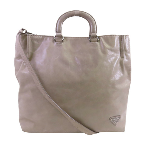 PRADA 牛皮皮革Tote Bag金扣手挽肩背兩用袋