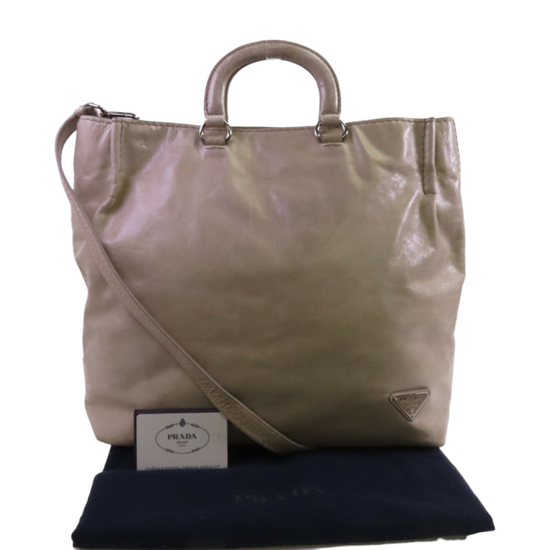 PRADA 牛皮皮革Tote Bag金扣手挽肩背兩用袋-9