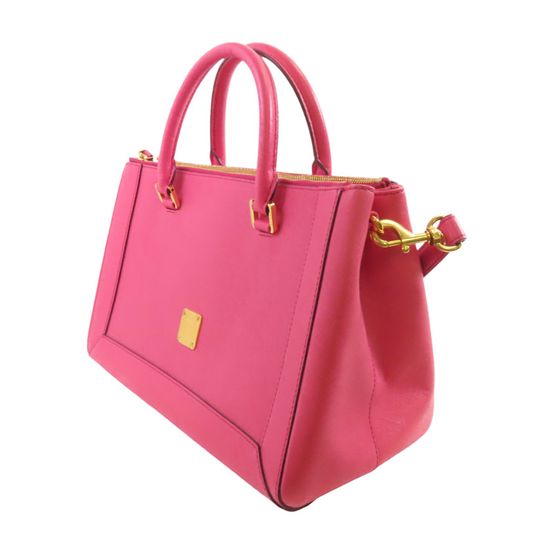 MCM 牛皮皮革2Way Shoulder Bag金扣手挽肩背兩用袋-2