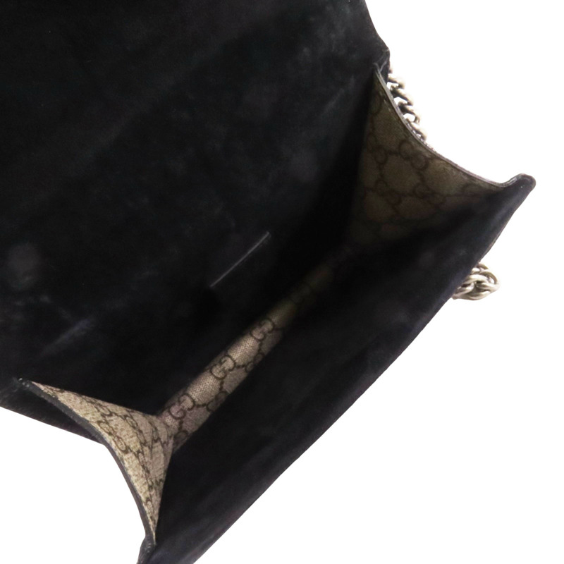 GUCCI 塗層帆布Dionysus GG Supreme Mini銀扣鏈帶肩背袋-4