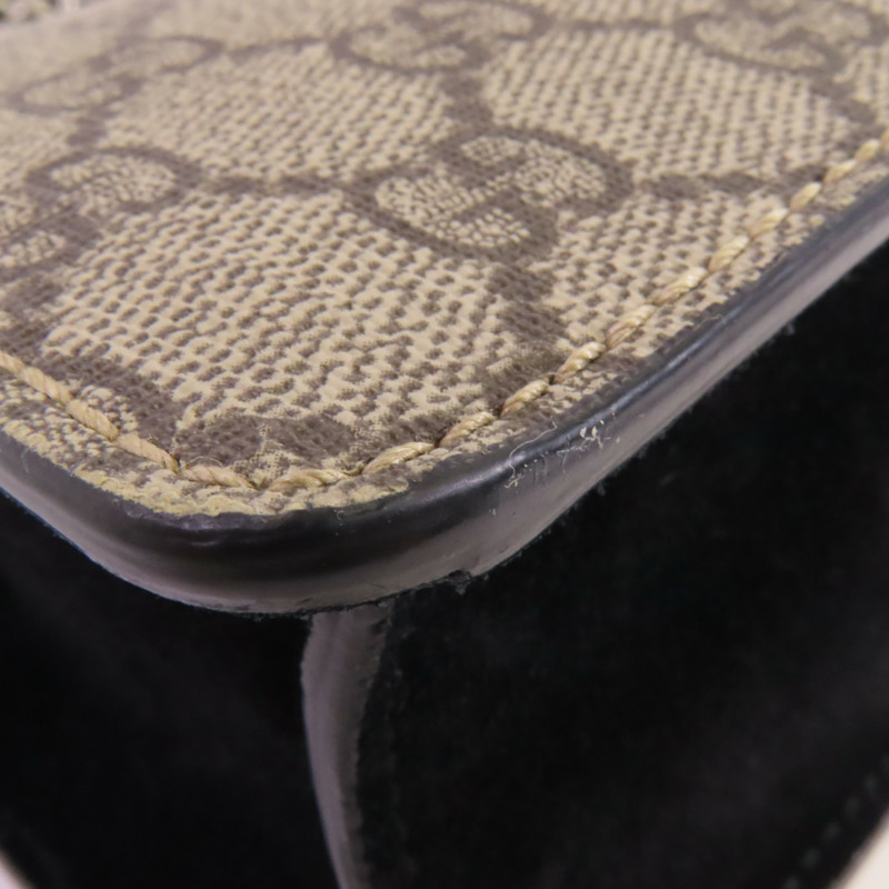 GUCCI 塗層帆布Dionysus GG Supreme Mini銀扣鏈帶肩背袋-12