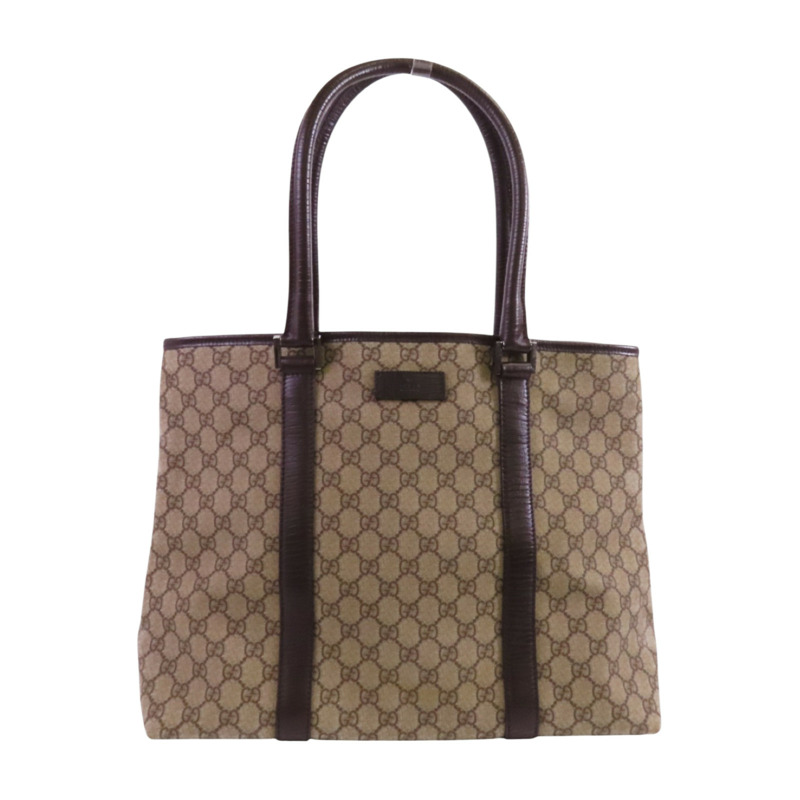 GUCCI 塗層帆布Tote Bag銀扣肩背袋-0