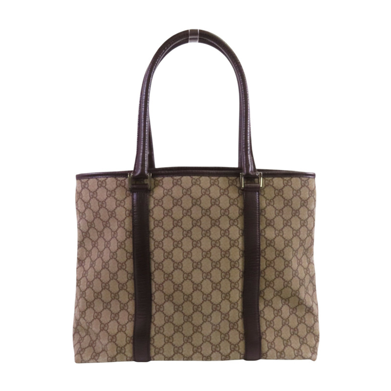 GUCCI 塗層帆布Tote Bag銀扣肩背袋-1
