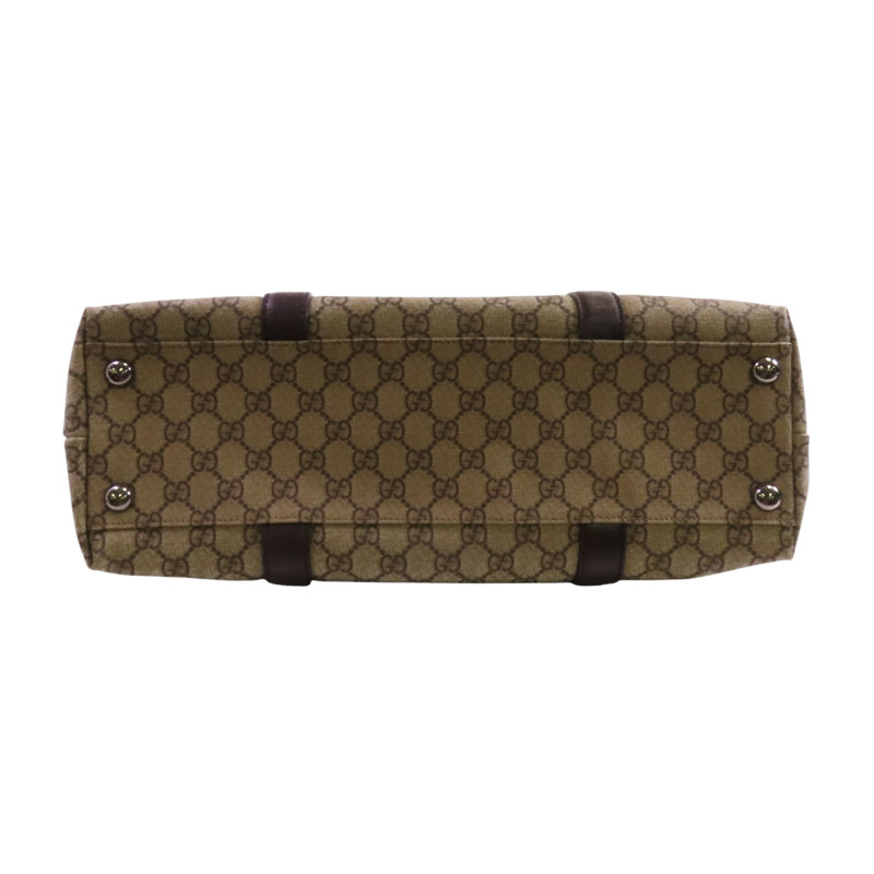 GUCCI 塗層帆布Tote Bag銀扣肩背袋-3