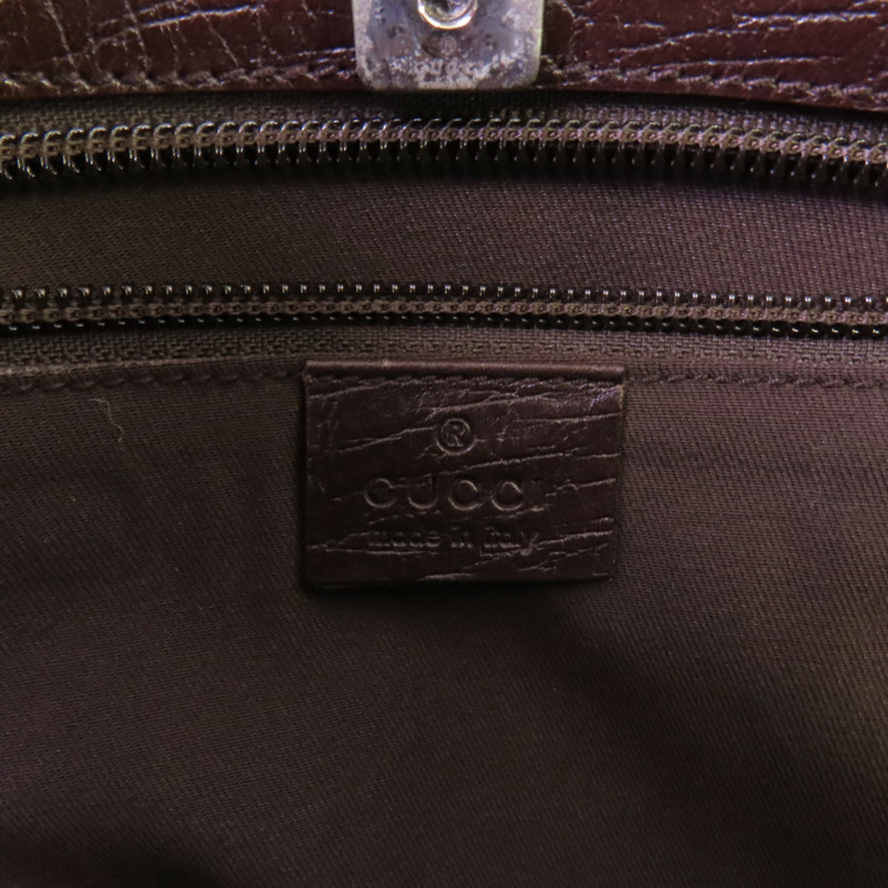 GUCCI 塗層帆布Tote Bag銀扣肩背袋-5