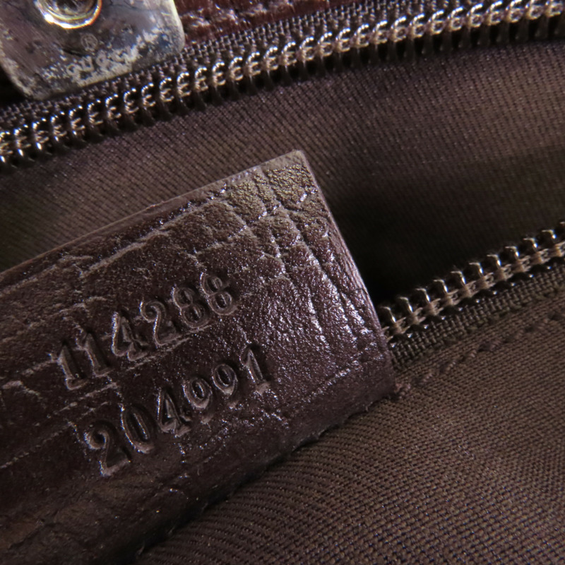 GUCCI 塗層帆布Tote Bag銀扣肩背袋-7