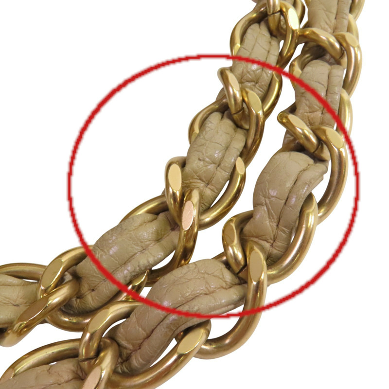 CHANEL 羊皮皮革Chain Shoulder金扣鏈帶肩背袋-16