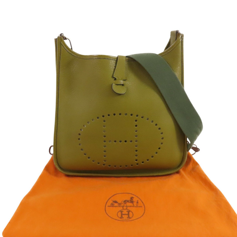 HERMES Clemence皮革Evelyne PM銀扣肩背袋-9