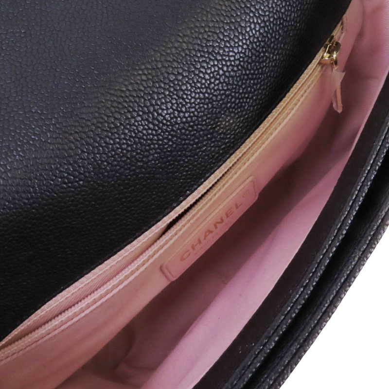 CHANEL 牛皮皮革Chain Shoulder金扣鏈帶手挽肩背兩用袋-4