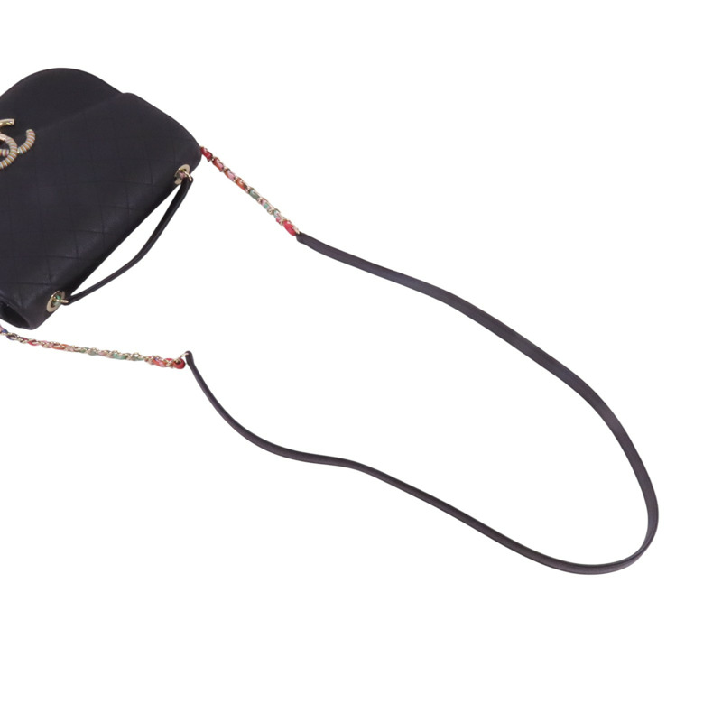 CHANEL 牛皮皮革Chain Shoulder金扣鏈帶手挽肩背兩用袋-7