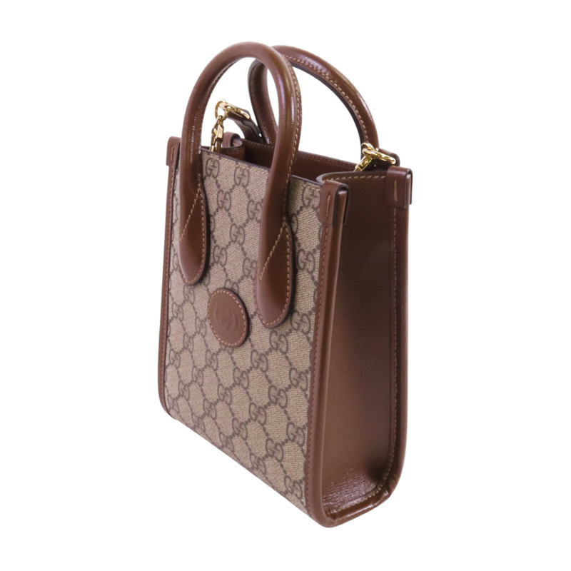 GUCCI 塗層帆布Interlocking G Mini金扣手挽肩背兩用袋-2