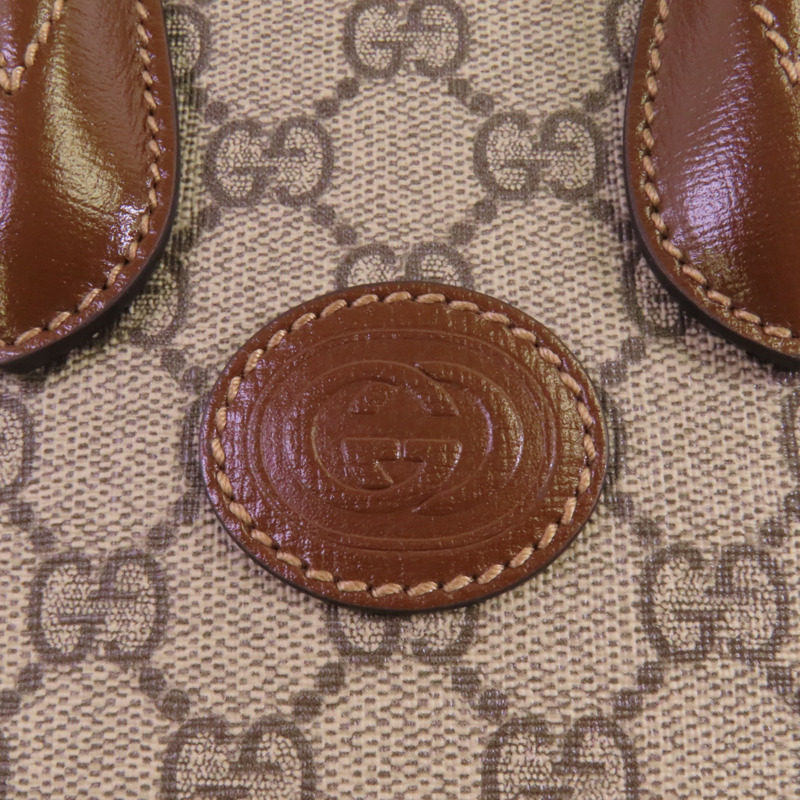 GUCCI 塗層帆布Interlocking G Mini金扣手挽肩背兩用袋-7