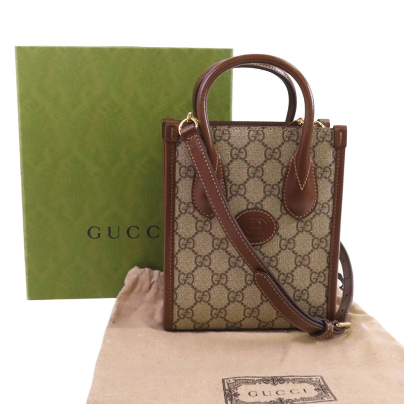 GUCCI 塗層帆布Interlocking G Mini金扣手挽肩背兩用袋-9