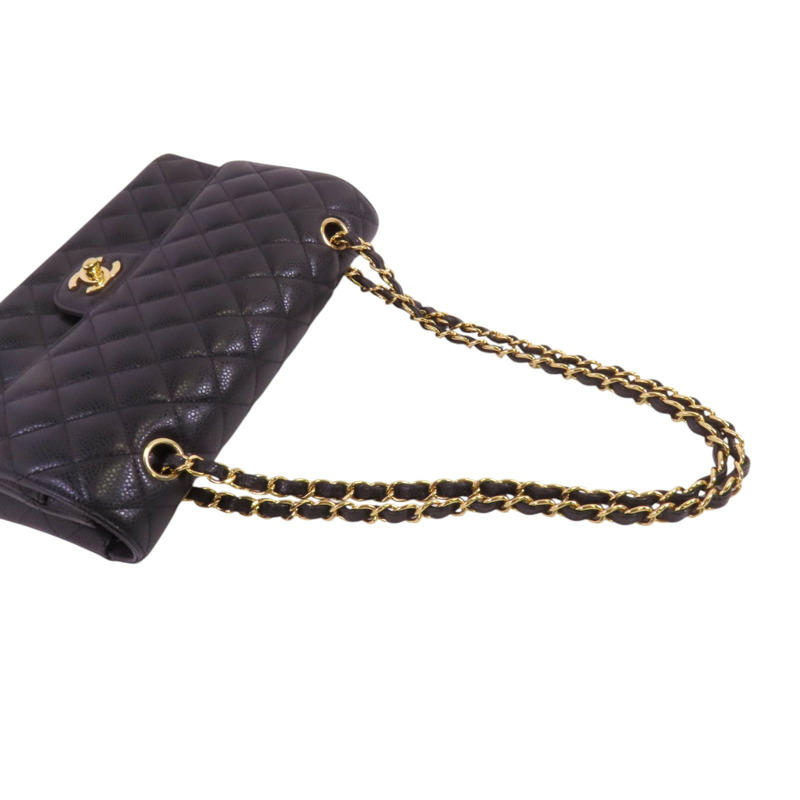 CHANEL 牛皮皮革Classic 25金扣鏈帶肩背袋-7