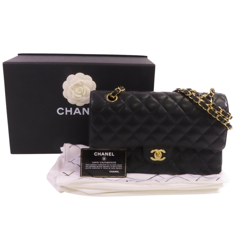 CHANEL 牛皮皮革Classic 25金扣鏈帶肩背袋-9